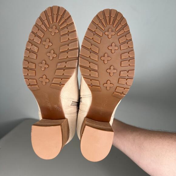 Violet & Red Beige Leather Knit Cuff Ankle Bootie Size 10 - Picture 5 of 7